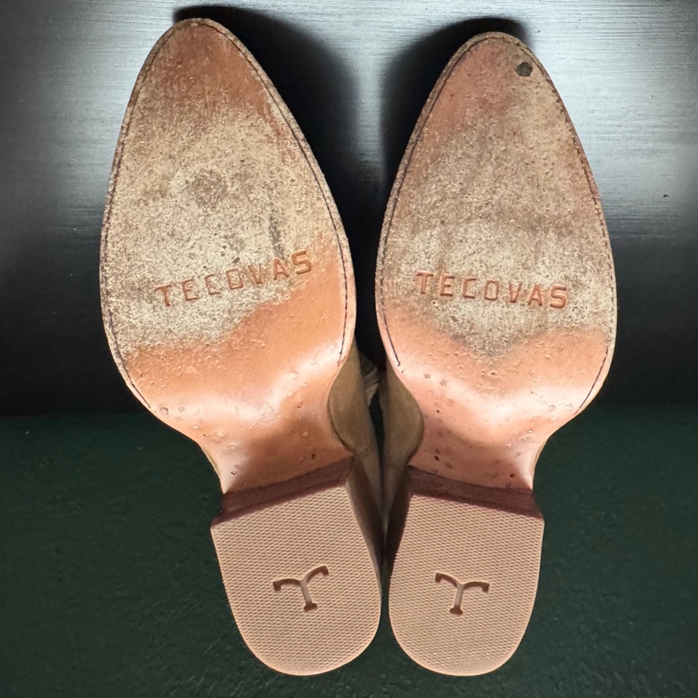 TECOVAS Latte Suede "Taylor" Cowgirl Boots - 9.5B - XLNT - Picture 10 of 13